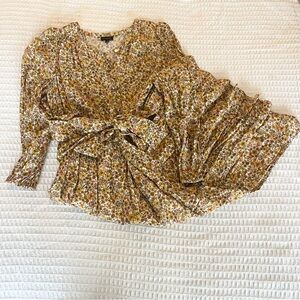 LOFT Floral Midi Dress - Brown and Yellow